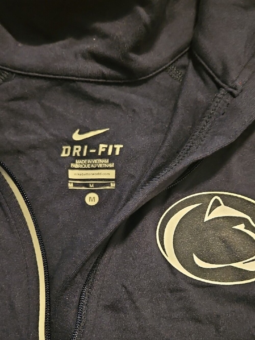 5FOR$30 Nike Penn State Navy Long Sleeve Dri-FIT 1/4 Zip with White Logos - Picture 2 of 2